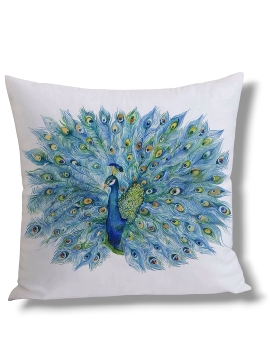 Bee Happy Market Boutique Other - Pillow Cover Peacock Print Zipper Closure Decorative Large Square 17.7 in